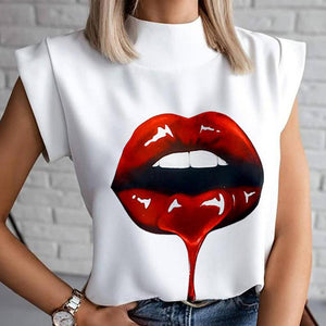 Women Elegant Lips Print Shirts - vendach