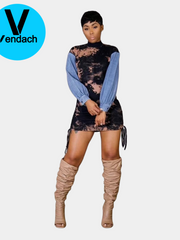 Load image into Gallery viewer, Tie Dye Patchwork Bodycon Mini Dress
