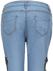 Load image into Gallery viewer, Jeans Side Floral Lace
