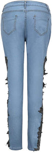 Jeans Side Floral Lace