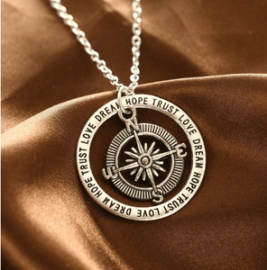 Love hope faith dream compass simple creative pendant valentine gift necklace - vendach