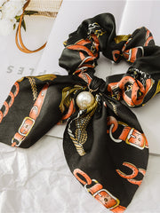 Load image into Gallery viewer, Satin Silky bow hair scrunchie 
