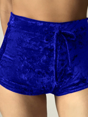 Load image into Gallery viewer, High Waist Velvet Drawstring  Booty Shorts
