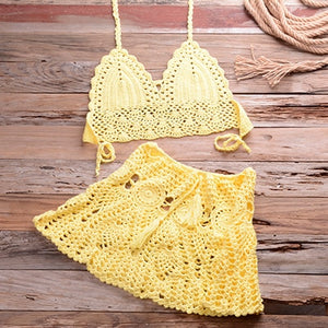 Crocheted Halter Top and Skirt Set