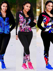 Load image into Gallery viewer, TWO PIECE SET Print Hoodies Tracksuit - vendach
