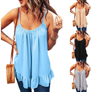 Ruffled Spaghetti Strap Tank