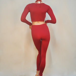 Long Sleeve Crop Top And Pants Sets