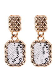 Load image into Gallery viewer, Leather Snake Print Drop Earrings
