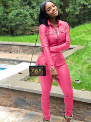 Load image into Gallery viewer, Long Sleeve Top and Pant Pu leather - vendach
