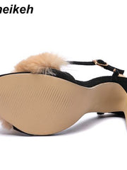 Load image into Gallery viewer, Furry Strap Heels
