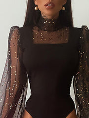 Load image into Gallery viewer, Sheer Long Sleeve Bodysuit
