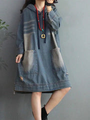 Load image into Gallery viewer, Oversized Hoodie Denim Dresses
