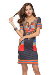 Load image into Gallery viewer, Sexy V Neck African Theme Print Dresses
