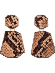 Load image into Gallery viewer, Leather Snake Print Drop Earrings
