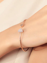 Load image into Gallery viewer, Crystal Double Heart Cuff Bracelet - vendach
