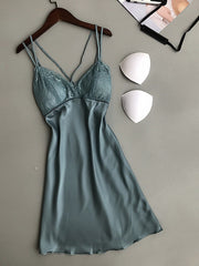 Load image into Gallery viewer, Lace Satin Nightgown
