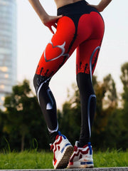 Load image into Gallery viewer, Red &amp; Black Print Leggings
