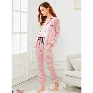 Pink Striped Pajama Set