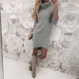 Long Sleeve Solid Color Loose Casual Dresses