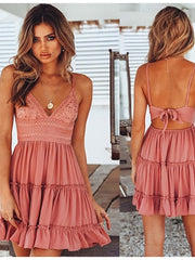 Load image into Gallery viewer, Bohemian Spaghetti Strap Deep V-Neck Dress
