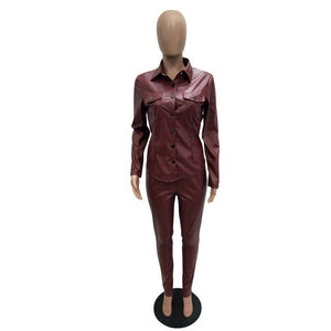 Long Sleeve Top and Pant Pu leather - vendach