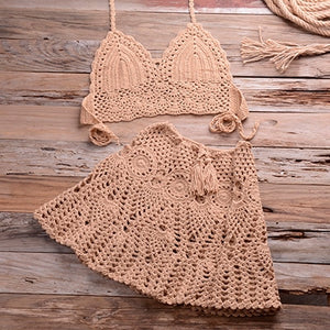Crocheted Halter Top and Skirt Set