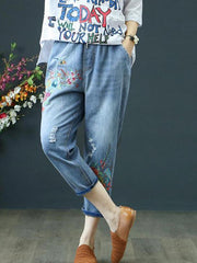 Load image into Gallery viewer, Summer Retro Embroidery Jeans - vendach
