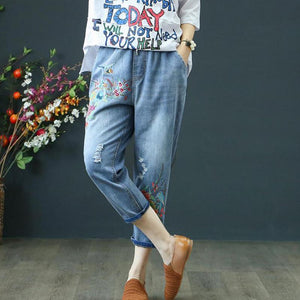 Summer Retro Embroidery Jeans - vendach