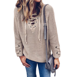 Lace-Up Sweater