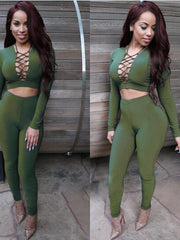 Load image into Gallery viewer, Long Sleeve Crop Top And Pants Sets
