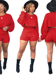 Load image into Gallery viewer, Knitted Crop Top &amp; Shorts Set
