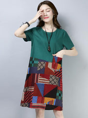 Load image into Gallery viewer, Patchwork Loose Dress
