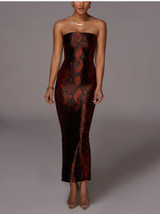 Load image into Gallery viewer, Off-Shoulder Snake Dress
