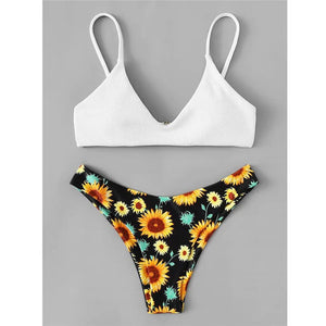 Sunflower Print Bikini Set