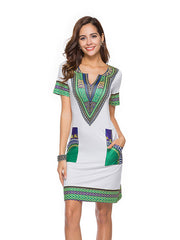 Load image into Gallery viewer, Sexy V Neck African Theme Print Dresses
