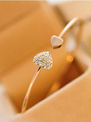 Load image into Gallery viewer, Crystal Double Heart Cuff Bracelet - vendach
