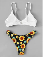 Load image into Gallery viewer, Sunflower Print Bikini Set
