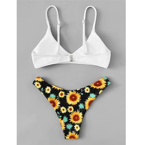 Sunflower Print Bikini Set