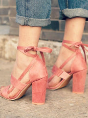 Load image into Gallery viewer, Wrap Around Tie Thick High Heels
