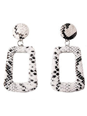 Load image into Gallery viewer, Leather Snake Print Drop Earrings
