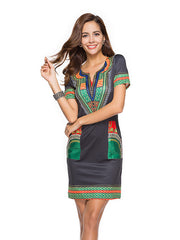 Load image into Gallery viewer, Sexy V Neck African Theme Print Dresses
