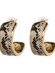 Load image into Gallery viewer, Leather Snake Print Drop Earrings
