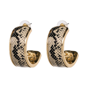 Leather Snake Print Drop Earrings