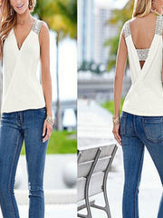 Load image into Gallery viewer, V-neck Casual Blouse Sleeveless - vendach
