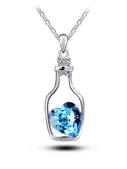 Load image into Gallery viewer, Wish Bottle Crystal Heart Pendant Necklace - vendach
