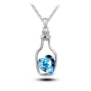 Wish Bottle Crystal Heart Pendant Necklace - vendach