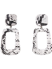 Load image into Gallery viewer, Leather Snake Print Drop Earrings
