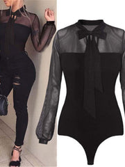 Load image into Gallery viewer, Long Sleeve Sheer Sleeve Bodysuit
