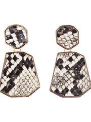 Load image into Gallery viewer, Leather Snake Print Drop Earrings
