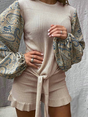 Load image into Gallery viewer, Two-Piece Short and Lantern Sleeve Top Set
